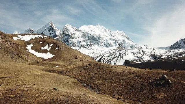 aerial view of 6000m glaciers in peru