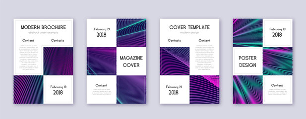 Business brochure design template set. Neon abstra