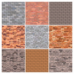 Set of nine brick wall backgrounds