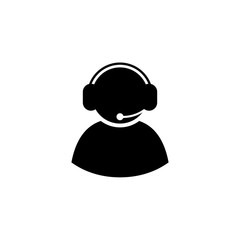 Telemarketers icon. Call center vector  sign. Logo element illustration. Operator in headset. Telemarketers concept. Support graphic illustration.