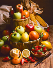 Naklejka na ściany i meble Healthy Food. Assorted Fresh Fruits.