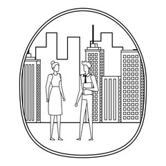 elegant young business couple on the city