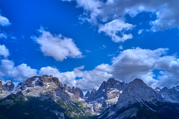 Aerial photography with drone. Great view of the Madonna di Campiglio Italy ski resort summer time.