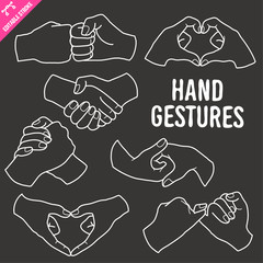 Partnership Hands Gesture Chalkboard Doodle Vector Illustration. Editable Stroke.