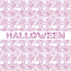 Halloween vector seamless pattern with web and bat