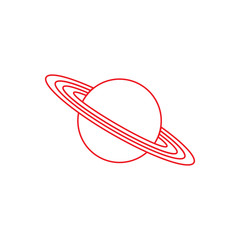 Vector icon planet Saturn with rings. Astronomy.