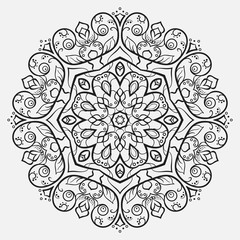 monochrome flower mandala for coloring book