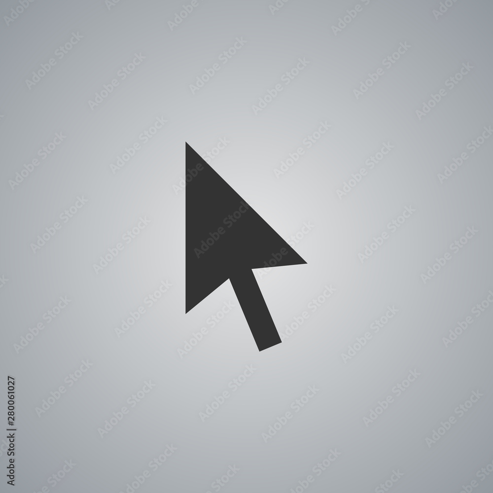Poster pointer arrow in black color isolated on gray background. vector illustration.