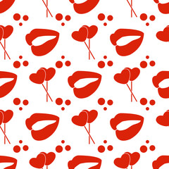 Pattern heart shaped sweets, lips.Valentine's Day