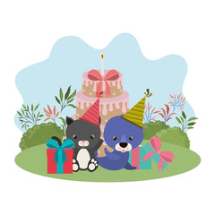 Fototapeta premium card of celebration with animals