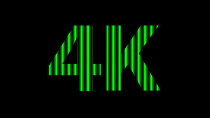4k alphabet digital neon light green on black, high definition 4k for modern background, 4k resolution of technology screen for backdrop display