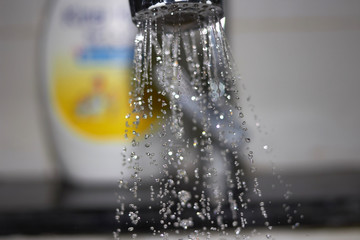 Drop of stream water in stop motion