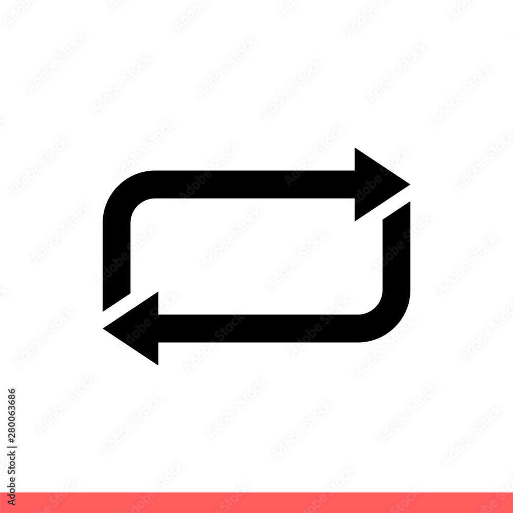 Poster repeat icon, loop symbol. simple, flat design isolated on white background for web or mobile app