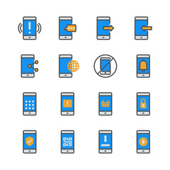 Cell phone in colorline icon set.Vector illustration