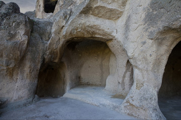 Caves in ancient rock-hewn town in eastern Georgia. Uplistsikhe is identified as one of the oldest urban settlements in Georgia (4th century).