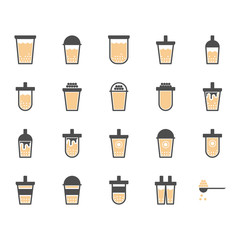 Bubble milk tea in glyph icon set.Vector illustration