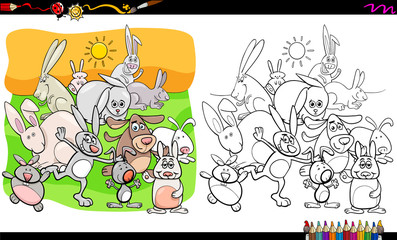 funny rabbits animal characters coloring book