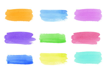 abstract Watercolor neon strokes isolated on white background.