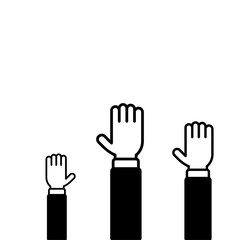 Obraz premium Raised icon, volunteer symbol. Simple, flat design isolated on white background for web or mobile app