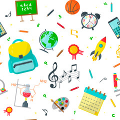 Seamless pattern Back to school of Education icons. Vector illustration