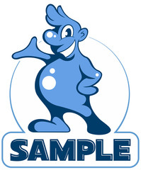 Cartoon style water drop, water drop funny character, vector logo design element.