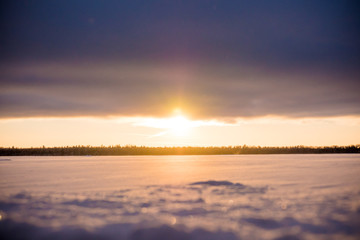 Sunset over the snow