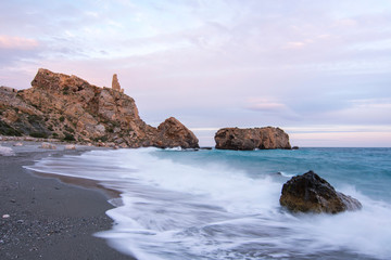 Sunset on the beach of La Rijana, Costa Tropical (Granada) Spain
