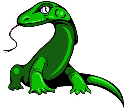 Cartoon style lizard, vector logo design element.