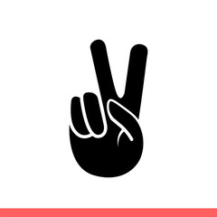 Victory icon, peace v symbol. Simple, flat design isolated on white background for web or mobile app