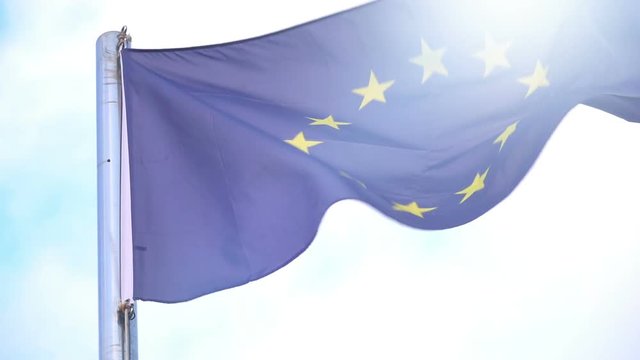 European Union Flag in slow motion 120fps