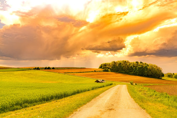 A stormy sky over a Bavarian landscape