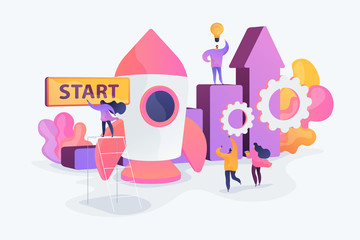Obraz na płótnie Canvas Startup accelerator, seed accelerator, startup mentoring concept. Vector isolated concept creative illustration.