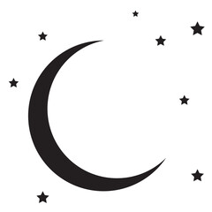 Monochrome moon with stars on white © mikabesfamilnaya