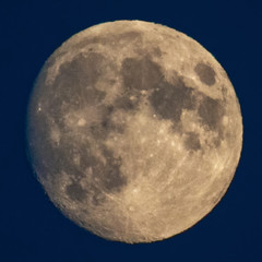 Full moon in the dark night. Taken on 25 July 2018 from Europe. Very noisy, but more details.