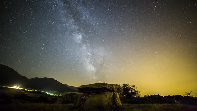 Milky Way timelapse with shooting stars over La Cerdanya, Pyrenees, Spain