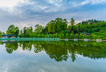 Mountain top lake scenery in Chengdu, Sichuan Province, China