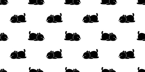 cat seamless pattern vector kitten sleeping scarf isolated tile wallpaper repeat background cartoon illustration black design