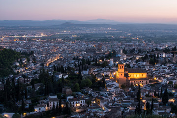 Fototapeta na wymiar Views of the Alhambra, the Albaicín and the city of Granada