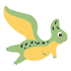 Colorful dinosaur in beautiful style on white background. Cute cartoon dino design. Happy smile dinosaur. Internet concept. Cartoon style, flat isolated vector. Cute character design.