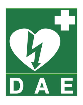 AED sign called DAE in French language