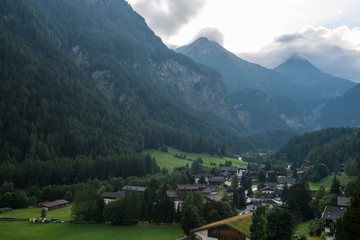 Fototapeta na wymiar A beautiful village Heiligenblut am Grossglockner surrounded by mountains in Austria