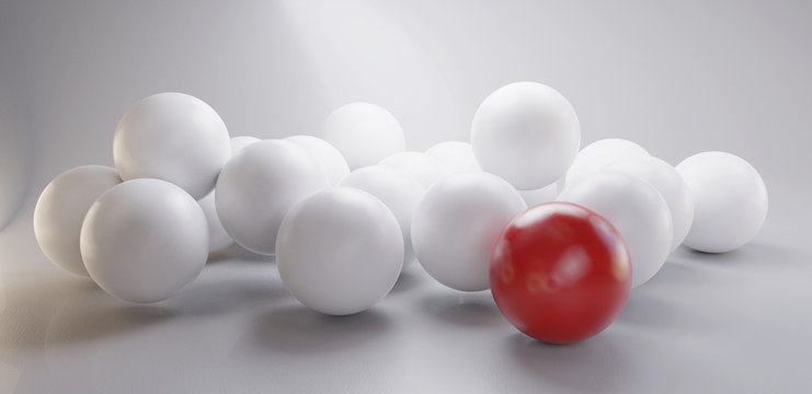 pile of balls one red 3d-illustration background © wetzkaz