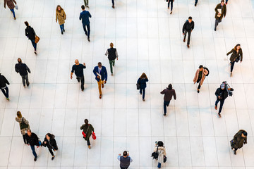 Top view people walking white floor or large crowd of anonymous people. - Powered by Adobe