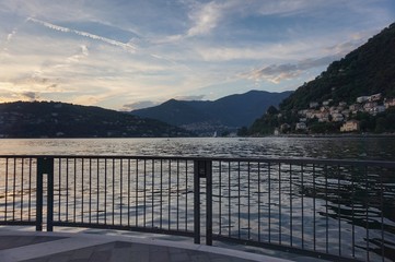 The city of Como in the rays of the setting sun.