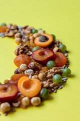 macro fruits on the yellow background