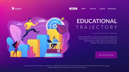 Goal achievement, career promotion, school graduation. Educational trajectory, educational capital strategy, determine your educational way concept. Website homepage landing web page template.