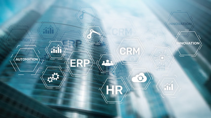 ERP, Business innovation concept on blurred background.