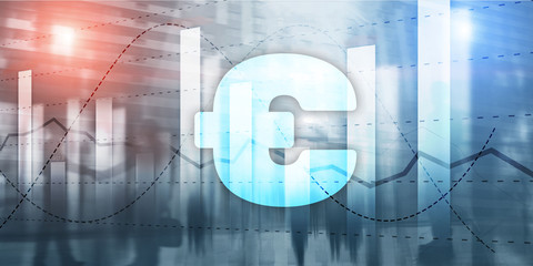 Euro sign on business background. Mixed Media Financial Banner.