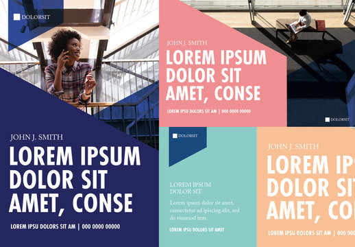 Business Flyer Layouts with Colorful Geometric Shapes