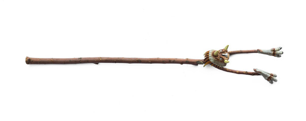 ancient magical wooden staff on a white background
